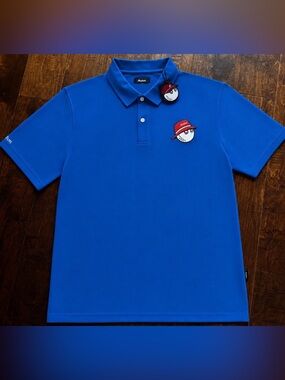 NWT Malbon Golf Glacier Buckets Performance Pique Golf Polo Royal Blue Size L
